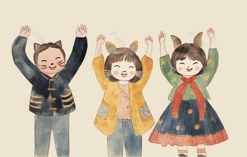 儿童猫耳创意手绘背景,插画/手绘图,插画/手绘图库,插画/手绘图下载,插画/手绘
